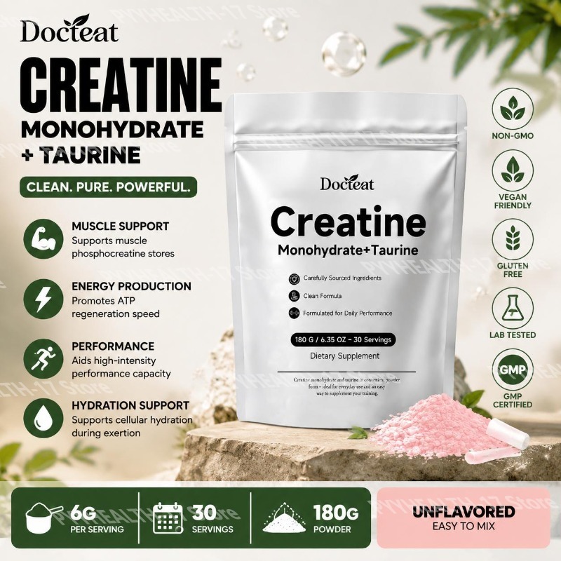 Creatine Monohydrate Powder - Docteat Creatine Monohydrate+Taurine Powder untuk Kecepatan