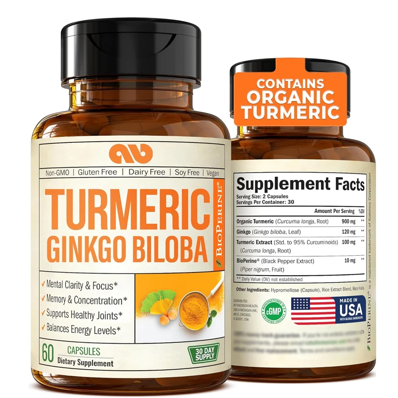 Turmeric Curcumin Capsule - Suplemen Kurkumin Kunyit Organik dengan Daun