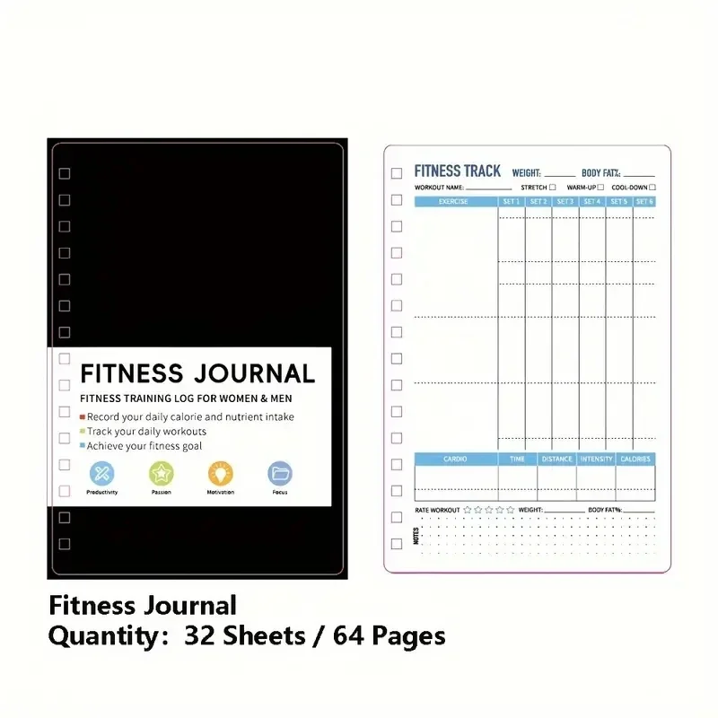 Fitness Nutrition Journal - Buku Catatan Spiral Rencana Latihan dan